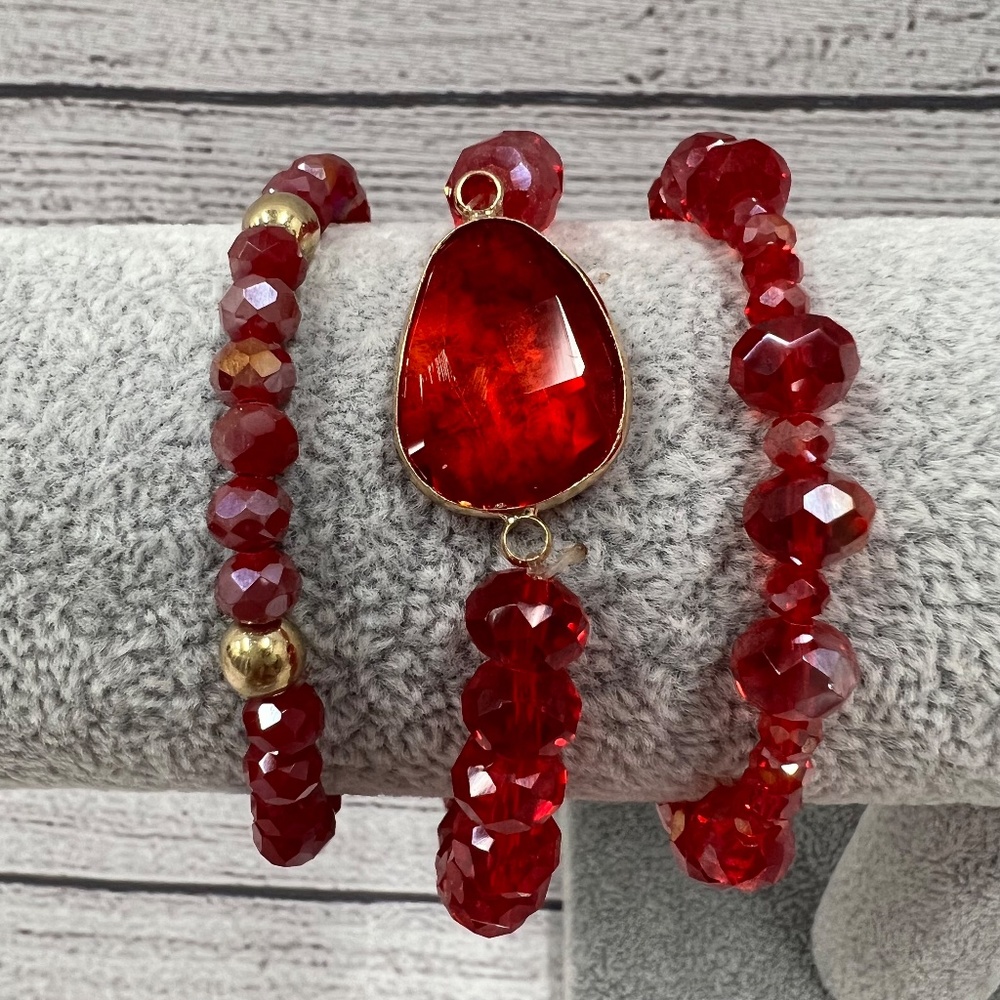Red Agate Bracelet Set (159)